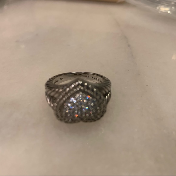 Judith Ripka 8.75 size SS ring with CZ stones - Picture 5 of 5